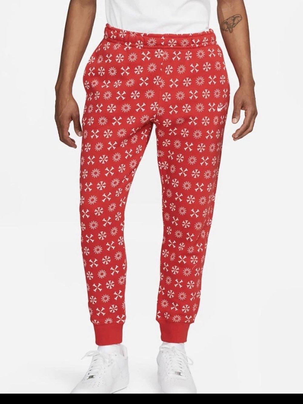 Nike Sportswear Club Fleece Exclusive Red Monogram Joggers, men Size Small